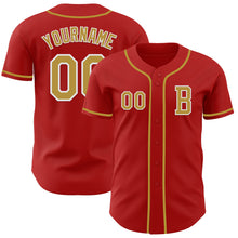 Load image into Gallery viewer, Custom Red Old Gold-White Authentic Baseball Jersey