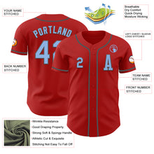Load image into Gallery viewer, Custom Red Light Blue-Steel Gray Authentic Baseball Jersey