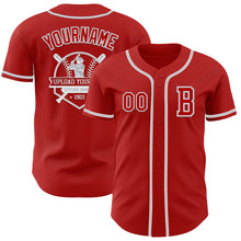 Load image into Gallery viewer, Custom Red White-Gray Authentic Baseball Jersey
