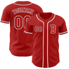 Load image into Gallery viewer, Custom Red White-Gray Authentic Baseball Jersey