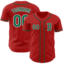 Load image into Gallery viewer, Custom Red Kelly Green-White Authentic Baseball Jersey