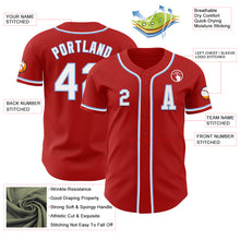 Load image into Gallery viewer, Custom Red White-Light Blue Authentic Baseball Jersey