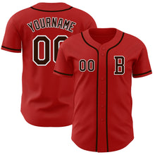 Load image into Gallery viewer, Custom Red Brown-White Authentic Baseball Jersey