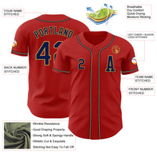 Load image into Gallery viewer, Custom Red Navy-Old Gold Authentic Baseball Jersey