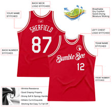 Load image into Gallery viewer, Custom Red White Authentic Throwback Basketball Jersey