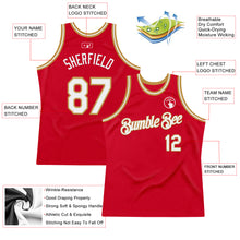 Load image into Gallery viewer, Custom Red White-Old Gold Authentic Throwback Basketball Jersey