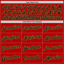 Load image into Gallery viewer, Custom Red Black-Old Gold Authentic Throwback Basketball Jersey