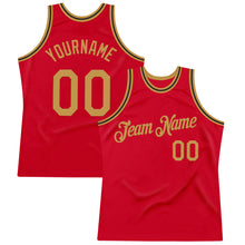 Load image into Gallery viewer, Custom Red Old Gold-Black Authentic Throwback Basketball Jersey