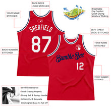 Load image into Gallery viewer, Custom Red White-Navy Authentic Throwback Basketball Jersey