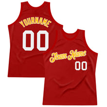 Load image into Gallery viewer, Custom Red White-Gold Authentic Throwback Basketball Jersey