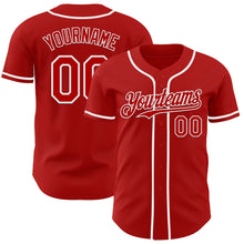 Load image into Gallery viewer, Custom Red White Authentic Baseball Jersey