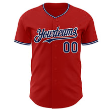 Load image into Gallery viewer, Custom Red Navy-White Authentic Baseball Jersey