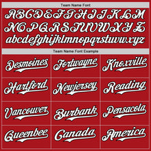 Load image into Gallery viewer, Custom Red White Pinstripe Black Authentic Baseball Jersey