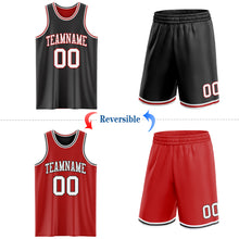 Load image into Gallery viewer, Custom Reversible Black White-Red Double Side Sublimation Basketball Suit Jersey