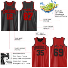Load image into Gallery viewer, Custom Reversible Black Red Double Side Sublimation Basketball Suit Jersey