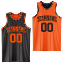 Load image into Gallery viewer, Custom Reversible Black Orange Double Side Sublimation Basketball Suit Jersey