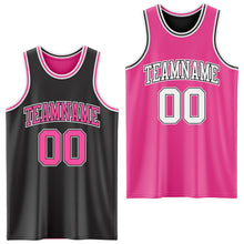 Load image into Gallery viewer, Custom Reversible Black Pink-White Double Side Sublimation Basketball Suit Jersey