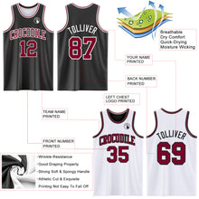 Load image into Gallery viewer, Custom Reversible Black Maroon-White Double Side Sublimation Basketball Suit Jersey