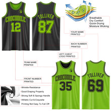 Load image into Gallery viewer, Custom Reversible Black Neon Green Double Side Sublimation Basketball Suit Jersey