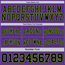 Load image into Gallery viewer, Custom Reversible Black Purple-Neon Green Double Side Sublimation Basketball Suit Jersey