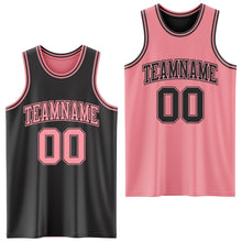 Load image into Gallery viewer, Custom Reversible Black Medium Pink Double Side Sublimation Basketball Suit Jersey