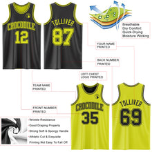 Load image into Gallery viewer, Custom Reversible Black Neon Yellow Double Side Sublimation Basketball Suit Jersey