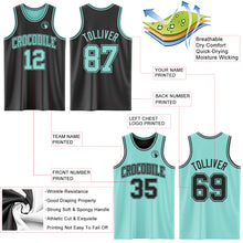 Load image into Gallery viewer, Custom Reversible Black Ice Blue Double Side Sublimation Basketball Suit Jersey