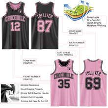 Load image into Gallery viewer, Custom Reversible Black Light Pink Double Side Sublimation Basketball Suit Jersey