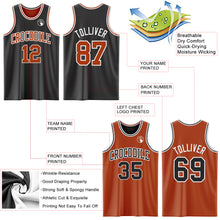 Load image into Gallery viewer, Custom Reversible Black Texas Orange-White Double Side Sublimation Basketball Suit Jersey