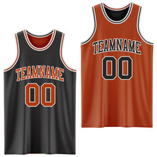 Load image into Gallery viewer, Custom Reversible Black Texas Orange-White Double Side Sublimation Basketball Suit Jersey