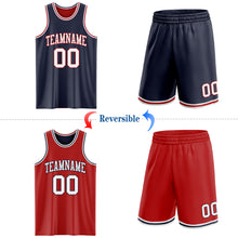 Load image into Gallery viewer, Custom Navy White-Red Reversible Double Side Sublimation Basketball Suit Jersey