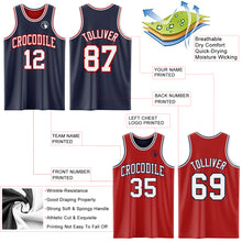 Load image into Gallery viewer, Custom Navy White-Red Reversible Double Side Sublimation Basketball Suit Jersey