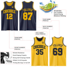 Load image into Gallery viewer, Custom Navy Gold Reversible Double Side Sublimation Basketball Suit Jersey