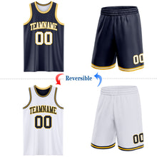 Load image into Gallery viewer, Custom Navy White-Gold Reversible Double Side Sublimation Basketball Suit Jersey