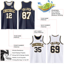 Load image into Gallery viewer, Custom Navy White-Old Gold Reversible Double Side Sublimation Basketball Suit Jersey