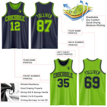 Load image into Gallery viewer, Custom Navy Neon Green Reversible Double Side Sublimation Basketball Suit Jersey