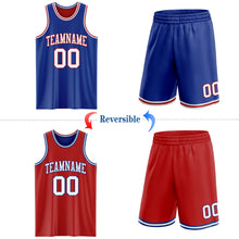 Load image into Gallery viewer, Custom Royal White-Red Reversible Double Side Sublimation Basketball Suit Jersey
