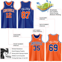 Load image into Gallery viewer, Custom Royal Orange-White Reversible Double Side Sublimation Basketball Suit Jersey