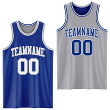 Load image into Gallery viewer, Custom Royal White-Gray Reversible Double Side Sublimation Basketball Suit Jersey