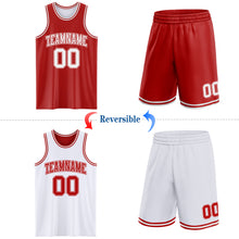 Load image into Gallery viewer, Custom Red White Reversible Double Side Sublimation Basketball Suit Jersey