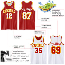 Load image into Gallery viewer, Custom Red White-Gold Reversible Double Side Sublimation Basketball Suit Jersey