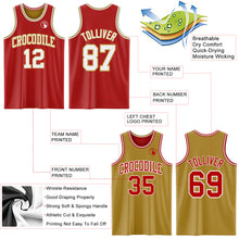 Load image into Gallery viewer, Custom Red White-Old Gold Reversible Double Side Sublimation Basketball Suit Jersey