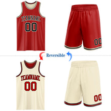 Load image into Gallery viewer, Custom Red Black-Cream Reversible Double Side Sublimation Basketball Suit Jersey