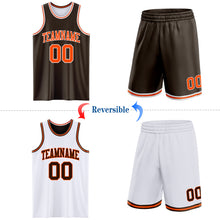Load image into Gallery viewer, Custom Brown Orange-White Reversible Double Side Sublimation Basketball Suit Jersey