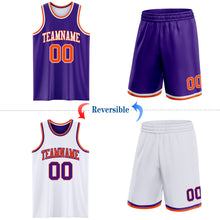 Load image into Gallery viewer, Custom Purple Orange-White Reversible Double Side Sublimation Basketball Suit Jersey