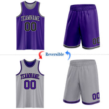 Load image into Gallery viewer, Custom Purple Black-Gray Reversible Double Side Sublimation Basketball Suit Jersey