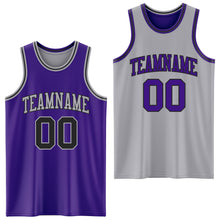 Load image into Gallery viewer, Custom Purple Black-Gray Reversible Double Side Sublimation Basketball Suit Jersey