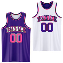 Load image into Gallery viewer, Custom Purple Pink Black-White Reversible Double Side Sublimation Basketball Suit Jersey