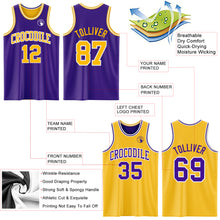 Load image into Gallery viewer, Custom Purple Gold-White Reversible Double Side Sublimation Basketball Suit Jersey