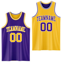 Load image into Gallery viewer, Custom Purple Gold-White Reversible Double Side Sublimation Basketball Suit Jersey